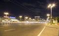 Traffic of cars in Moscow city center at night Prospekt Mira, Russia Royalty Free Stock Photo