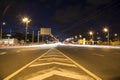 Traffic of cars in Moscow city center at night Prospekt Mira, Russia Royalty Free Stock Photo