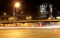 Traffic of cars in Moscow city center at night, Russia Royalty Free Stock Photo