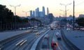 Traffic of cars in Moscow city center at night, Russia Royalty Free Stock Photo