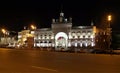 Traffic of cars in Moscow city center at night Teatralny Proezd, Russia Royalty Free Stock Photo