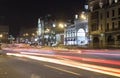 Traffic of cars in Moscow city center at night Teatralny Proezd, Russia Royalty Free Stock Photo