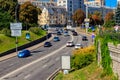 Traffic cars on the multi lane city street in centre of Kiev, Ukraine