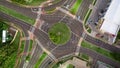 Traffic of cars on a roundabout