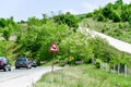 Cars  on a  Sunny mountain road Royalty Free Stock Photo