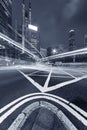 Traffic in central district of Hong Kong city at night Royalty Free Stock Photo