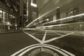 Traffic in central district of Hong Kong city at night Royalty Free Stock Photo