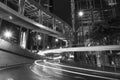 traffic in central district of Hong Kong city at night Royalty Free Stock Photo