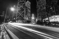 traffic in central district of Hong Kong city at night Royalty Free Stock Photo