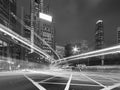 traffic in central district of Hong Kong city at night Royalty Free Stock Photo