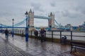 tourists took photos at London Tower bridge