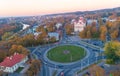 Traffic Circle and Church of St. Peter and St. Paul, Vilnius, Lithuania