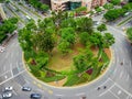 Traffic circle with green design in center, Taiwan.