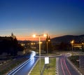 Traffic circle by night