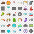 Traffic in city icons set, cartoon style Royalty Free Stock Photo
