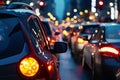 traffic in the city. midnight blurry traffic jam background Royalty Free Stock Photo