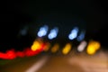 traffic in the city night Circular colorful bokeh light, abstract blur defocused background. Royalty Free Stock Photo