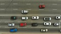 Traffic on a city street top view, aerial Royalty Free Stock Photo
