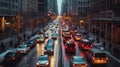 Winter Evening Traffic in City