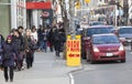 Traffic in the city of Toronto and citizens, Canada. Park sign