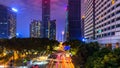 Traffic and Cityscape at night in Guangzhou, China Royalty Free Stock Photo
