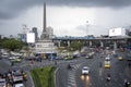 Traffic condition at Victory Monument in Bangkok