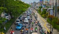 Traffic conditions on the main road in the afternoon on Jalan Margonda Depok west Java Indonesia February 11 2023