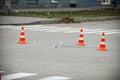 Road traffic cone on acident site Royalty Free Stock Photo