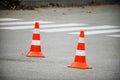 Road traffic cone on acident site Royalty Free Stock Photo