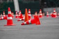 Traffic cone are arrange on the TestDrive road Royalty Free Stock Photo