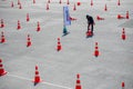 Traffic cone are arrange on the TestDrive road Royalty Free Stock Photo