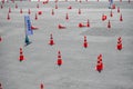 Traffic cone are arrange on the TestDrive road Royalty Free Stock Photo