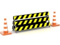 Traffic cone behind safety board Royalty Free Stock Photo
