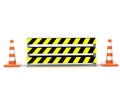 Traffic cone behind safety board Royalty Free Stock Photo