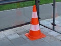 Traffic cone in bus stop