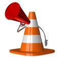 Traffic cone character with megaphone Royalty Free Stock Photo