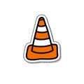 Traffic cone doodle icon, vector illustration