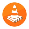 Traffic cone futuristic vector icon