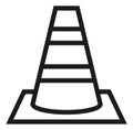 Traffic cone icon. Black line pylon. Safety road symbol