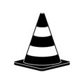 Traffic cone icon isolated on white background. Demolition road cone. traffic warning symbol for cars, stop to motion