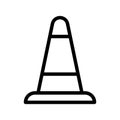 Traffic cone icon line isolated on white background. Black flat thin icon on modern outline style. Linear symbol and editable Royalty Free Stock Photo