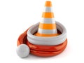 Traffic cone inside santa hat