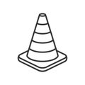 Traffic Cone Outline Flat Icon on White