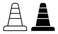 Traffic Cone Set in Outline and Solid Style for Safety and Construction Use Royalty Free Stock Photo