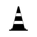 Traffic Cone Silhouette. Black and White Icon Design Elements on Isolated White Background