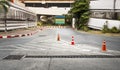 Traffic cone used on concrete pavement