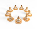 Traffic cones arranged in a circle and including a clipping path Royalty Free Stock Photo
