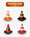 Traffic cones collection. Isometric set of icons for web design isolated on white background. Realistic vector Royalty Free Stock Photo