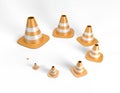 Traffic cones in different sizes including a clipping path