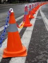 Traffic cones on a dual carriageway Royalty Free Stock Photo